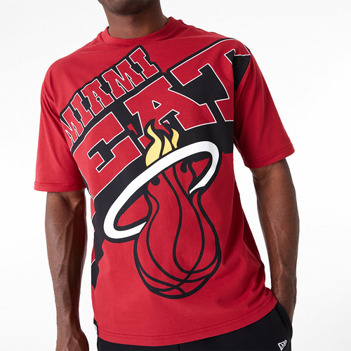 MIAMI HEAT NBA LARGE WORDMARK DARK OVERSIZED T-SHIRT 'RED'