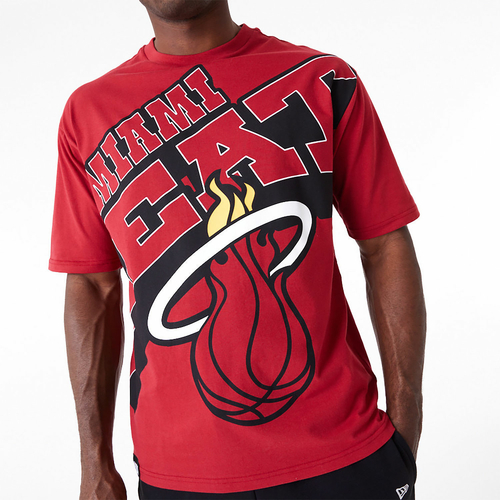 NEW ERA MIAMI HEAT NBA LARGE WORDMARK DARK OVERSIZED T-SHIRT 'RED'