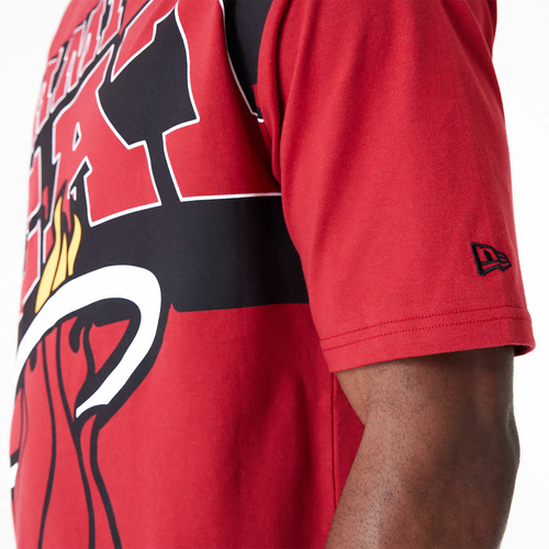 NEW ERA MIAMI HEAT NBA LARGE WORDMARK DARK OVERSIZED T-SHIRT 'RED'