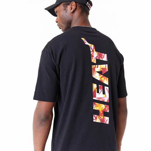 MIAMI HEAT NBA LARGE INFILL OVERSIZED T-SHIRT 'BLACK'