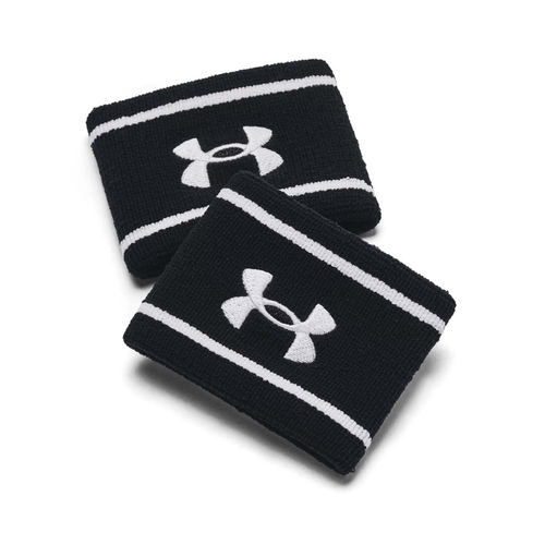 UA UNISEX STRIPED PERFORMANCE TERRY (1 PAIR) WRISTBANDS 'BLACK'