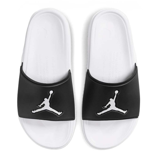 Jordan slides black and white best sale