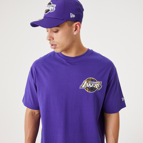 NEW ERA LOS ANGELES LAKERS NBA INFILL TEAM LOGO OVERSIZED T-SHIRT 'PURPLE'