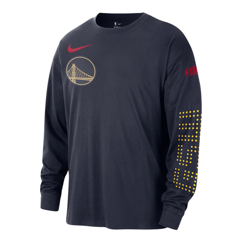 NIKE GOLDEN STATE WARRIORS COURTSIDE CITY EDITION NBA MAX90 LONG-SLEEVE T-SHIRT 'NAVY BLUE'