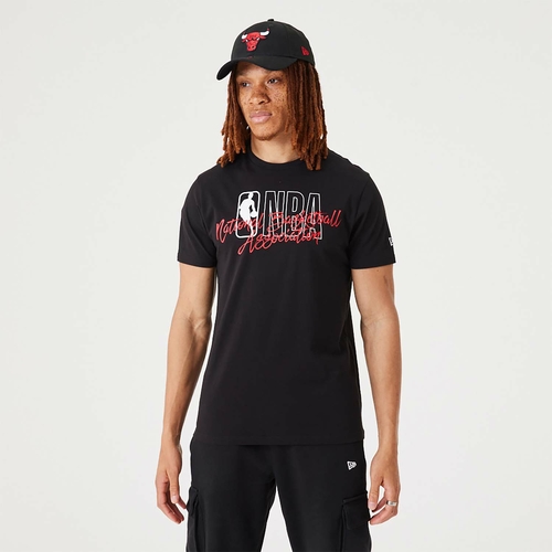 NEW ERA NBA SCRIPT LOGO T-SHIRT 'BLACK/WHITE'