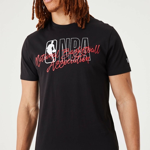 NEW ERA NBA SCRIPT LOGO T-SHIRT 'BLACK/WHITE'