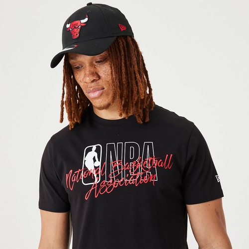 NEW ERA NBA SCRIPT LOGO T-SHIRT 'BLACK/WHITE'