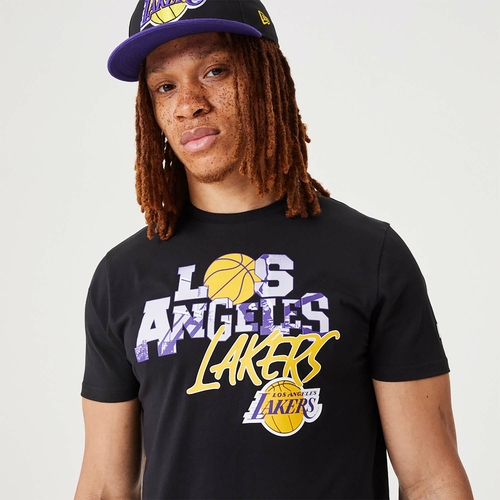 NEW ERA LOS ANGELES LAKERS NBA INFILL GRAPHIC T-SHIRT 'BLACK'