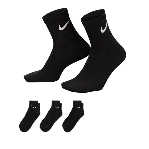 NIKE EVERYDAY LIGHTWEIGHT TRAINING ANKLE SOCKS (3 PAIRS) 'BLACK'