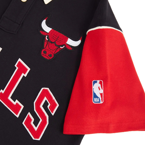 NBA CHICAGO BULLS TYPOGRAPHY OVERSIZED POLO T-SHIRT 'BLACK'