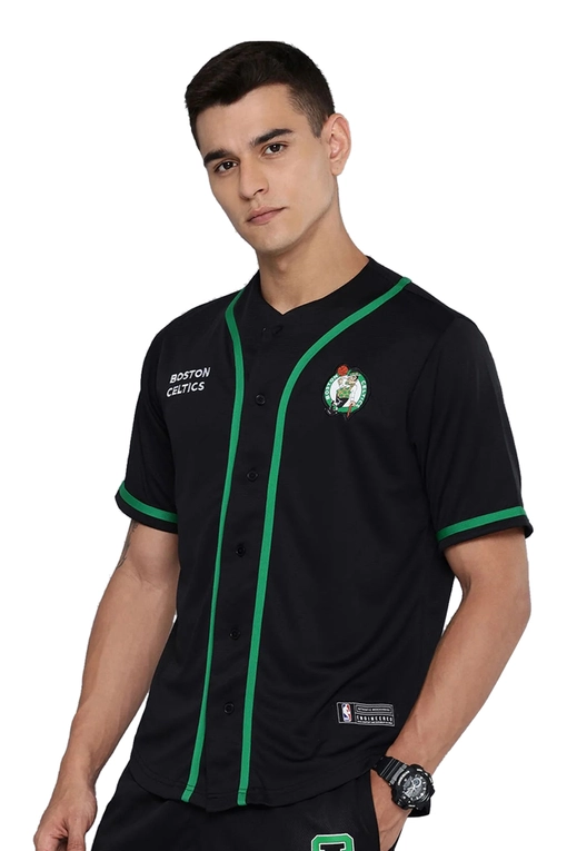 NBA - Nba: Boston Celtics Typography Baseball Shirt-Black - NBA