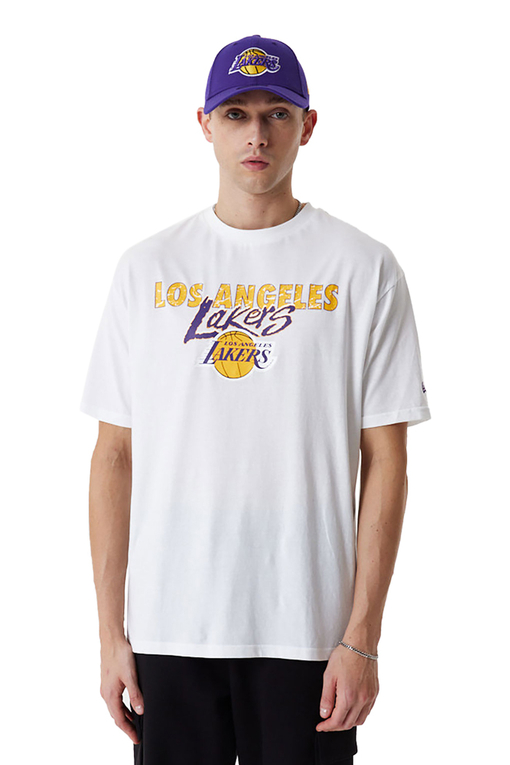 New Era - LOS ANGELES LAKERS NBA TEAM SCRIPT OVERSIZED T-SHIRT 'WHITE ...