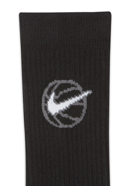 NIKE EVERYDAY CREW BASKETBALL SOCKS (3 PAIRS) 'BLACK'