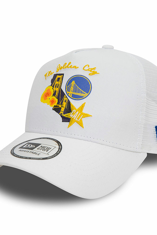 New Era New Era Golden State Warriors NBA Team Logo A Frame Trucker Cap White NBA