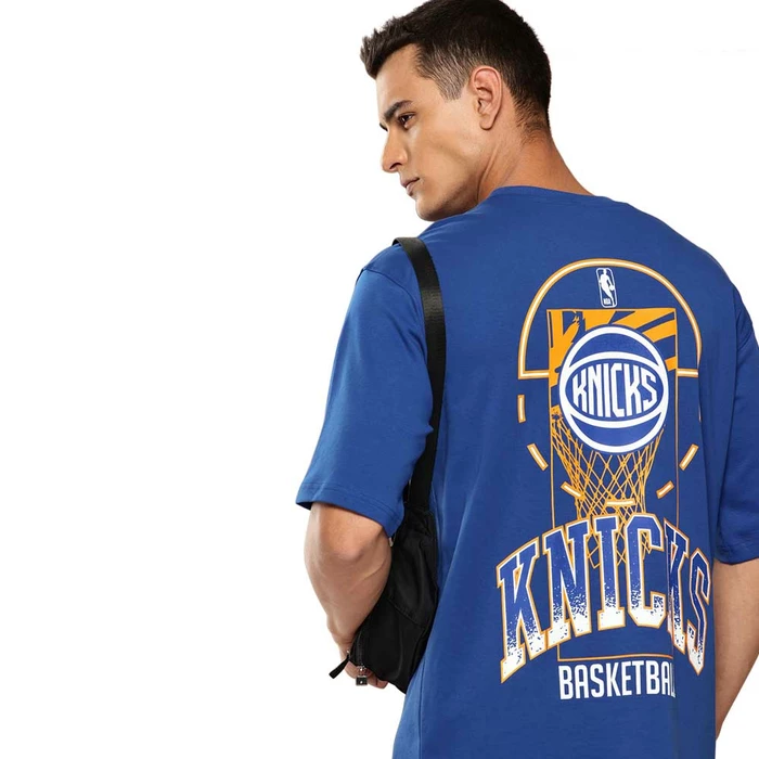 NBA NEW YORK KNICKS GRAPHIC OVERSIZED T-SHIRT 'BLUE'