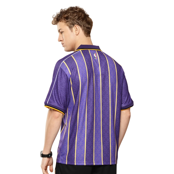 NBA LOS ANGELES LAKERS VINTAGE OVERSIZED POLO T-SHIRT 'PURPLE'