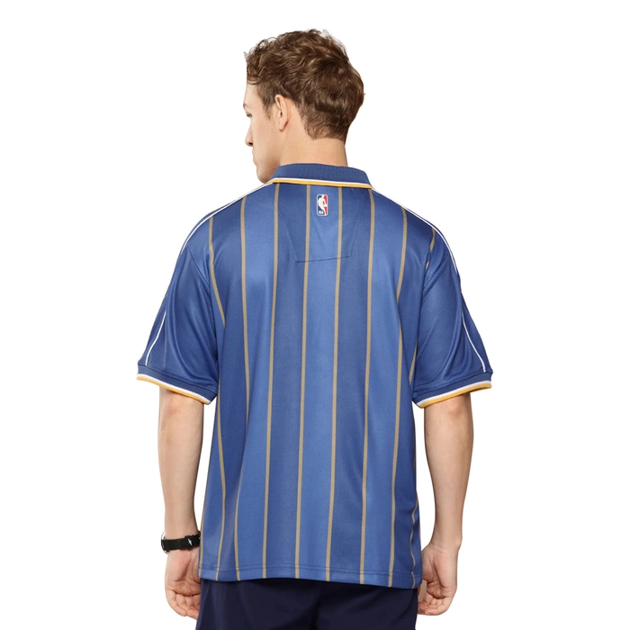 NBA GOLDEN STATE WARRIORS VINTAGE OVERSIZED POLO T-SHIRT 'BLUE'