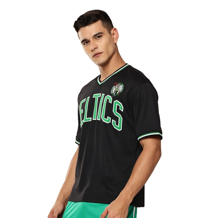 NBA BOSTON CELTICS V-NECK OVERSIZED JERSEY 'BLACK'