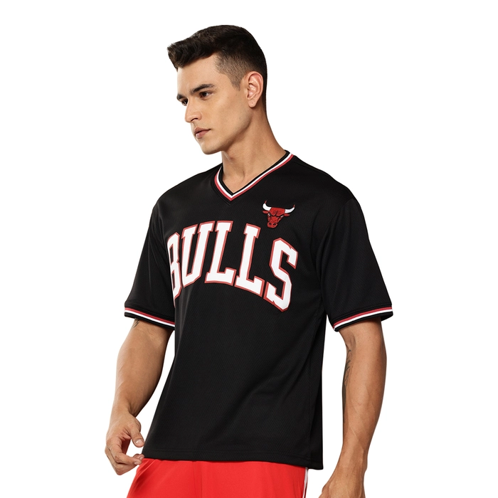 NBA CHICAGO BULLS V-NECK OVERSIZED JERSEY 'BLACK'