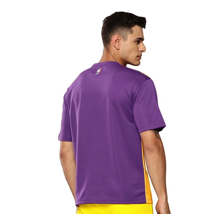 NBA LOS ANGELES LAKERS STRIPED OVERSIZED JERSEY 'PURPLE/YELLOW'