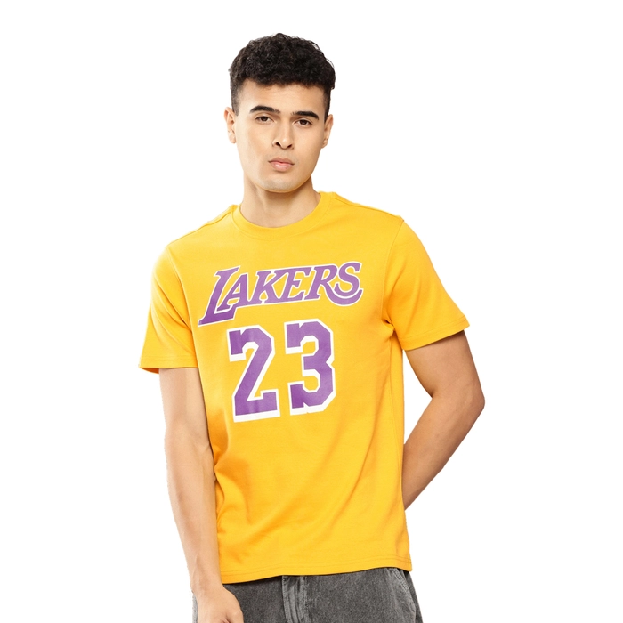 NBA LEBRON JAMES LOS ANGELES LAKERS CLASSIC PLAYER NAME T-SHIRT 'YELLOW'