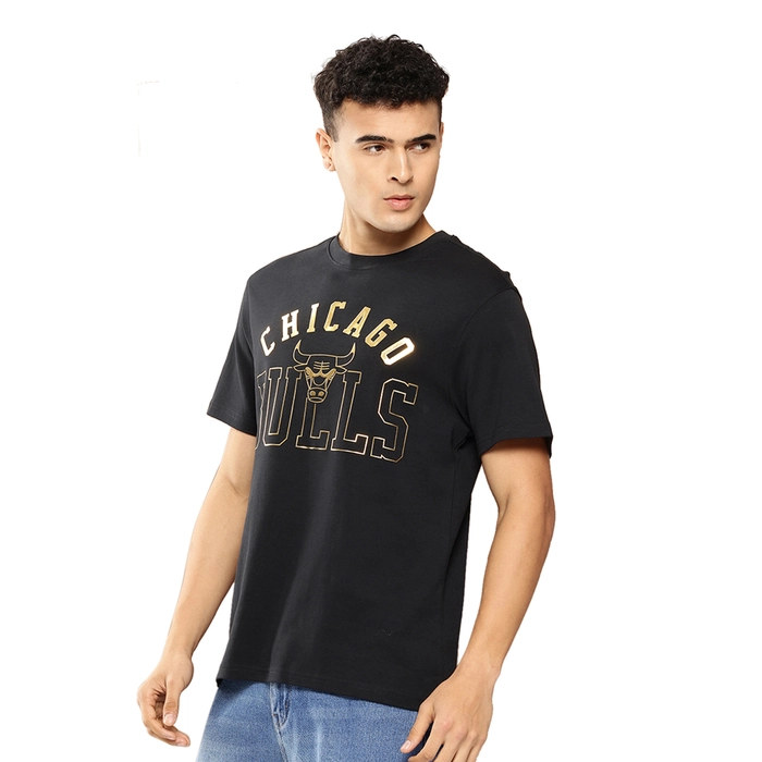 NBA CHICAGO BULLS GOLD FOIL T-SHIRT 'BLACK'