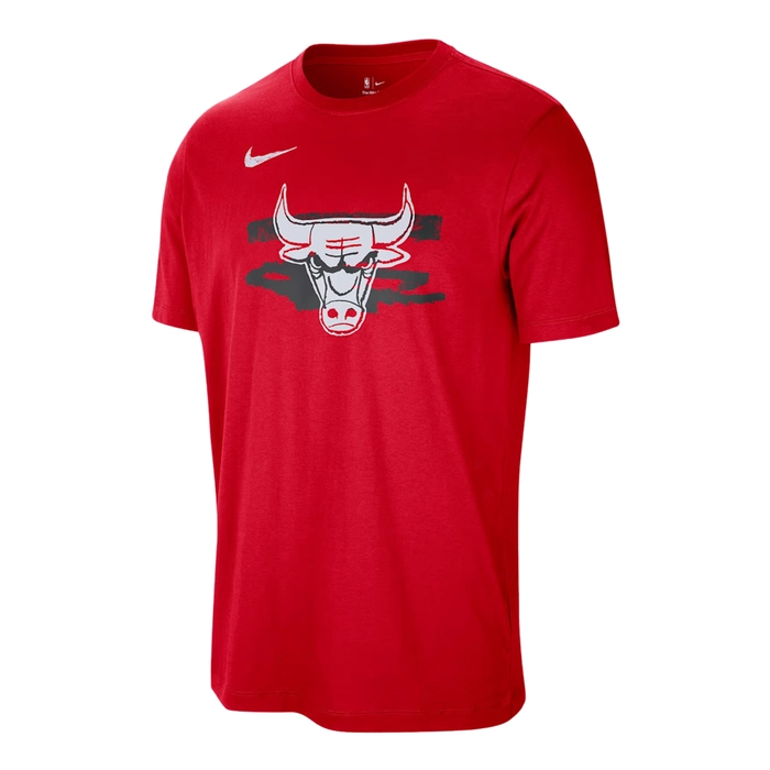 NIKE MENS NBA CHICAGO BULLS COURTSIDE SHORT SLEEVE T-SHIRT RED