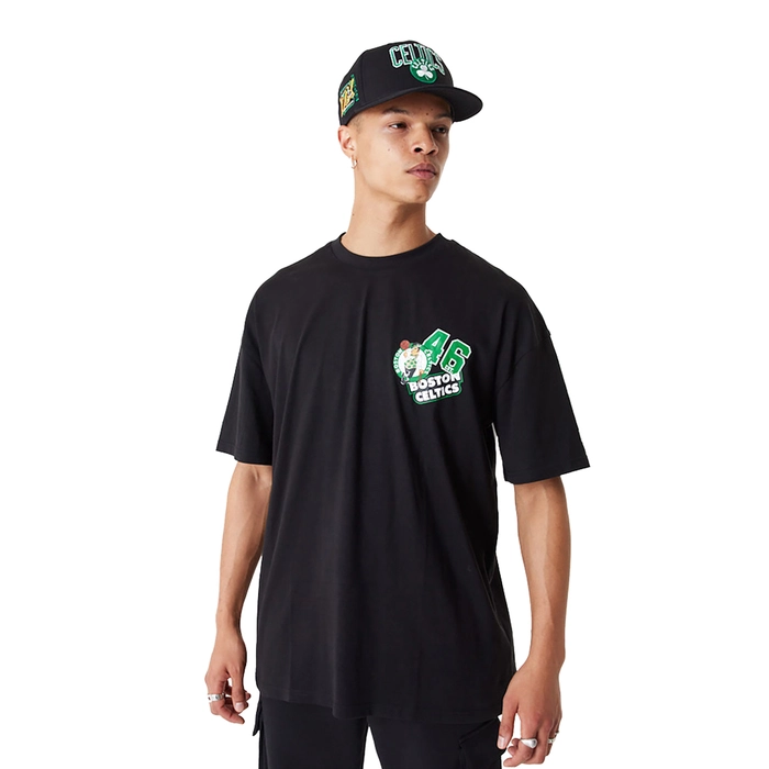 NEW ERA BOSTON CELTICS NBA ARCH WORDMARK OVERSIZED T-SHIRT 'BLACK'