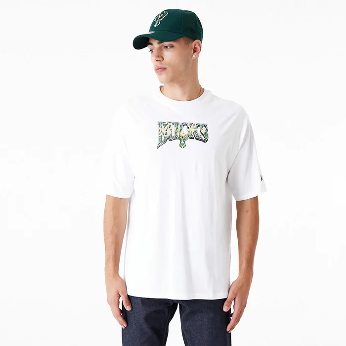NEW ERA MILWAUKEE BUCKS NBA CHAMPIONSHIP OVERSIZED T-SHIRT 'WHITE'