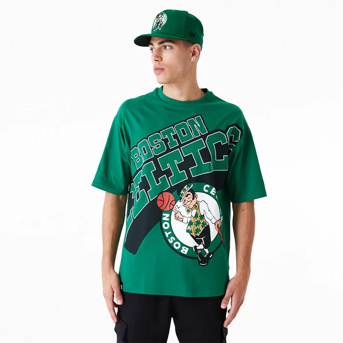 NEW ERA BOSTON CELTICS NBA LARGE WORDMARK OVERSIZED T-SHIRT 'GREEN'