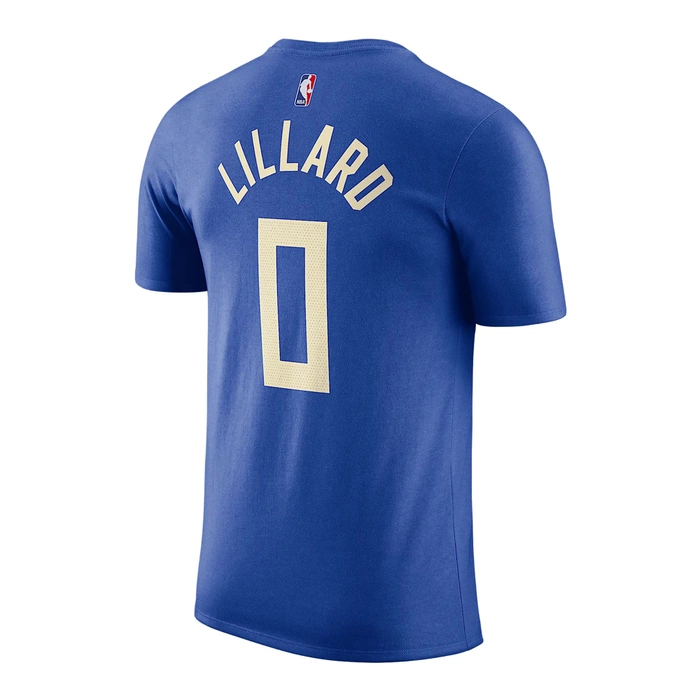NIKE DAMIAN LILLARD MILWAUKEE BUCKS ESSENTIAL CITY EDITION NBA T-SHIRT 'BLUE'