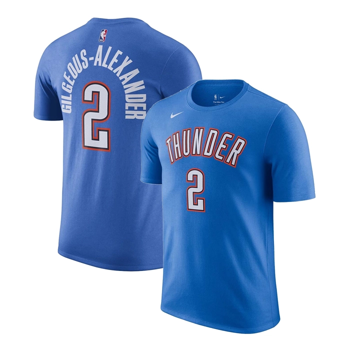 NIKE SHAI GILGEOUS-ALEXANDER OKLAHOMA CITY THUNDER #2 ICON NAME & NUMBER T-SHIRT 'SIGNAL BLUE'