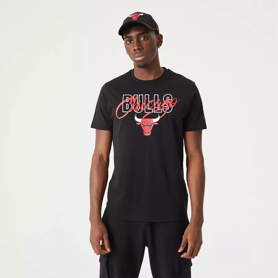 NEW ERA CHICAGO BULLS NBA SCRIPT T-SHIRT 'BLACK'