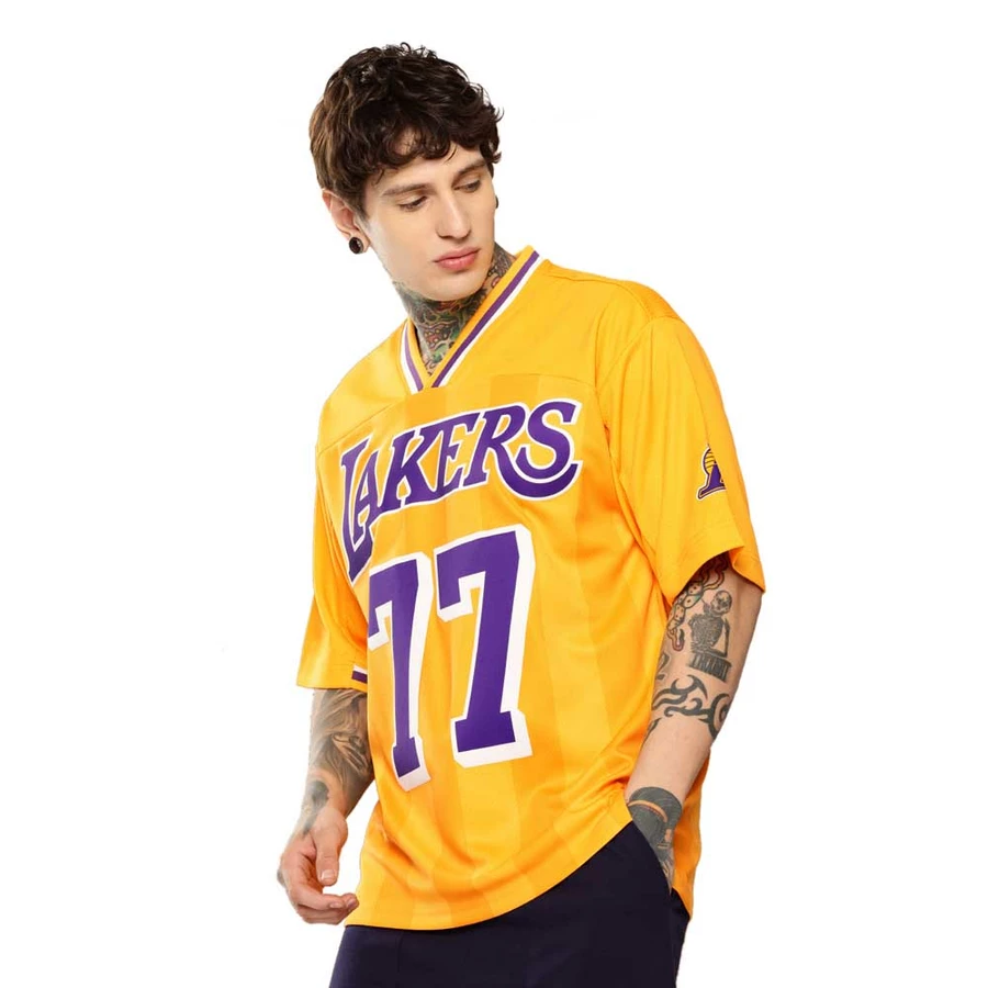 NBA LUKA DONCIC LOS ANGELES LAKERS VINTAGE FOOTBALL OVERSIZED JERSEY 'YELLOW'