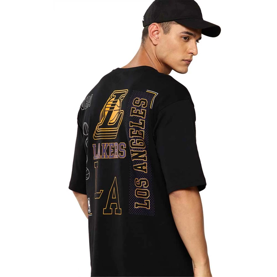 NBA LOS ANGELES LAKERS MIDNIGHT BLACK OVERSIZED T-SHIRT 'BLACK'