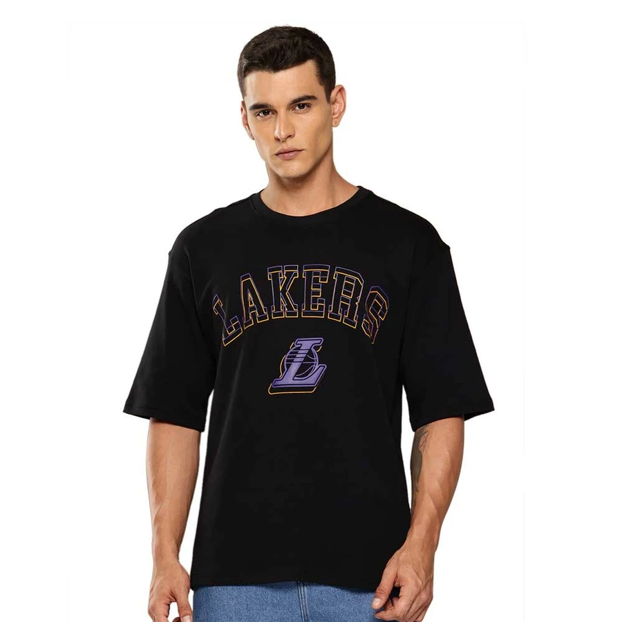 NBA LOS ANGELES LAKERS MIDNIGHT BLACK OVERSIZED T-SHIRT 'BLACK'