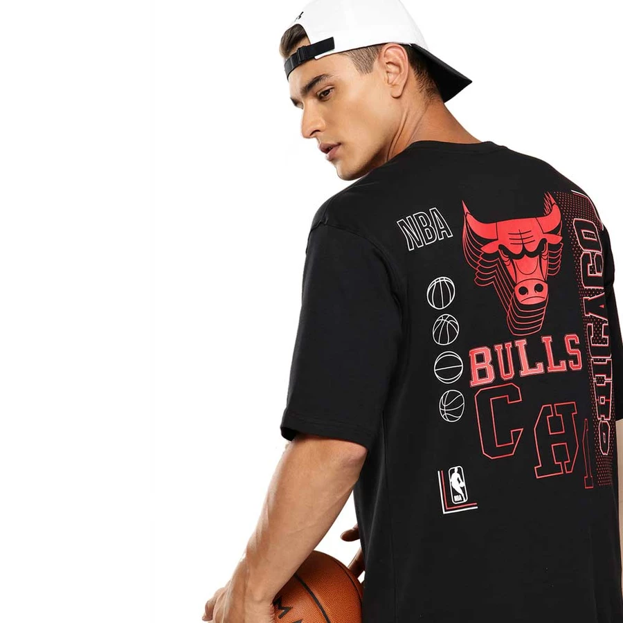 NBA CHICAGO BULLS MIDNIGHT BLACK OVERSIZED T-SHIRT 'BLACK'