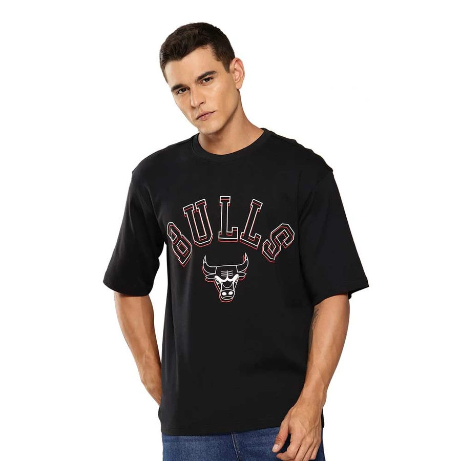 NBA CHICAGO BULLS MIDNIGHT BLACK OVERSIZED T-SHIRT 'BLACK'