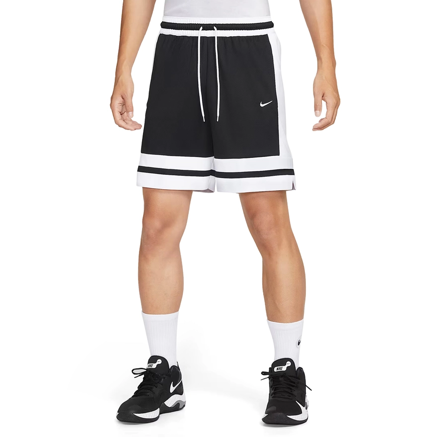 NIKE MEN'S DRI-FIT 8 INCHES BASKETBALL SHORTS 'BLACK/WHITE'