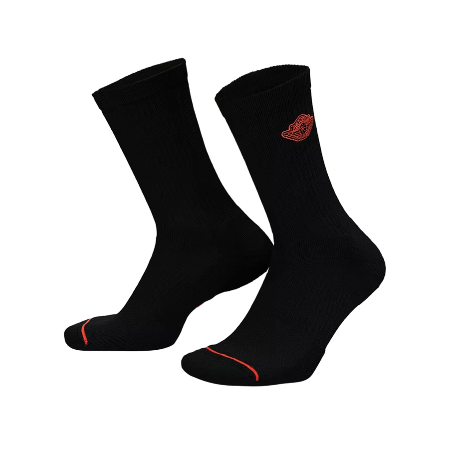 JORDAN EVERYDAY CUSHIONED CREW SOCKS (1 PAIR) 'BLACK/CHILE RED'