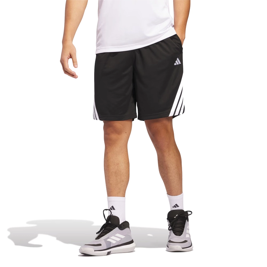 ADIDAS MEN'S LEGENDS 3-STRIPES BASKETBALL SHORTS 'BLACK / WHITE'