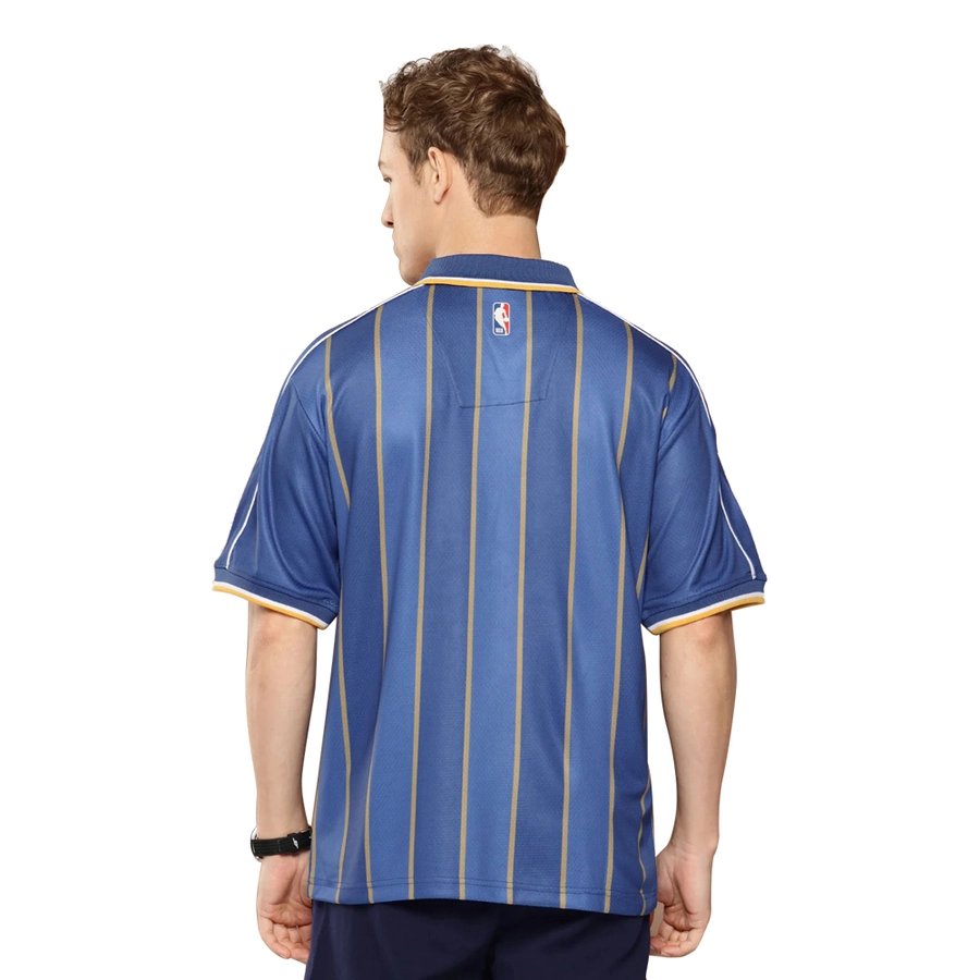 NBA GOLDEN STATE WARRIORS VINTAGE OVERSIZED POLO T-SHIRT 'BLUE'