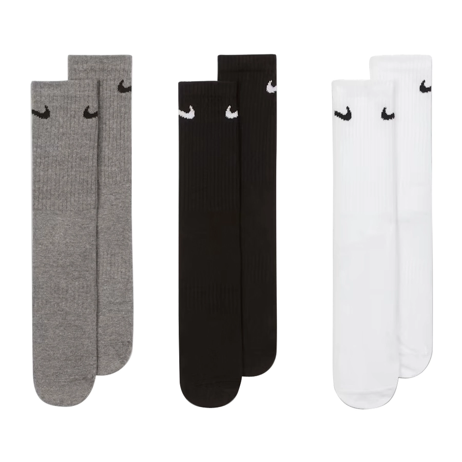 NIKE EVERYDAY LIGHTWEIGHT TRAINING CREW SOCKS (3 PAIRS) 'MULTI-COLOUR'