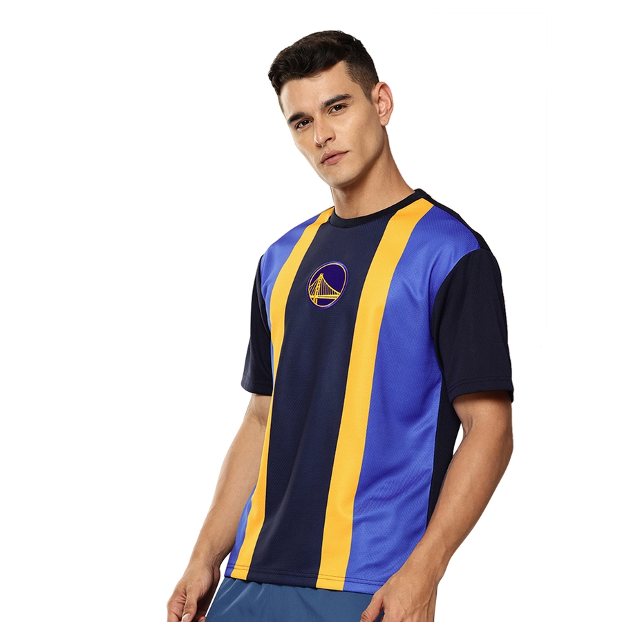 NBA GOLDEN STATE WARRIORS STRIPED OVERSIZED JERSEY 'BLACK/BLUE'