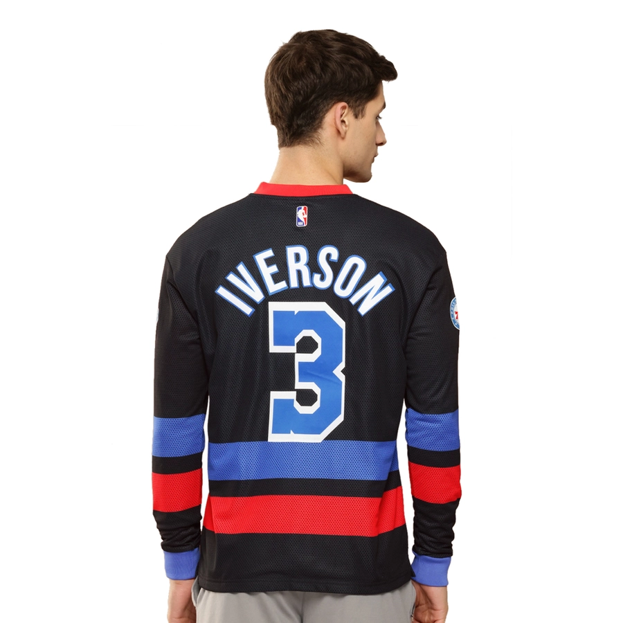 NBA ALLEN IVERSON PHILADELPHIA 76ERS FULL SLEEVE OVERSIZED JERSEY 'BLACK'