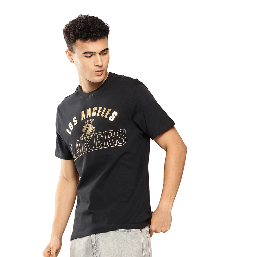 NBA LOS ANGELES LAKERS GOLD FOIL T-SHIRT 'BLACK'