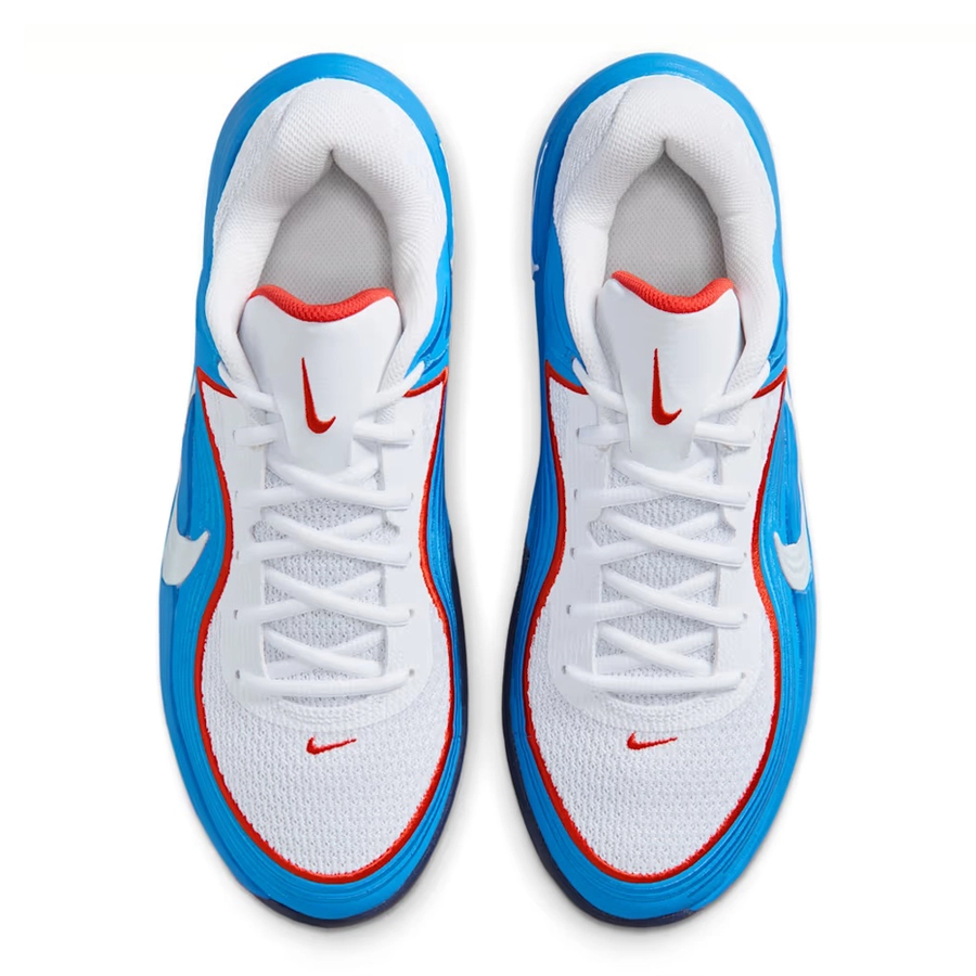 NIKE MEN'S PRECISION 8 LOW BASKETBALL SHOES 'BLUE/WHITE/PICANTE RED'