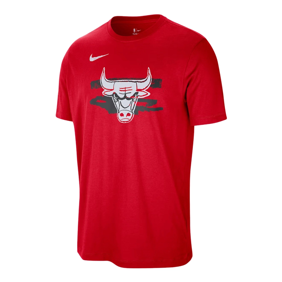 NIKE MENS NBA CHICAGO BULLS COURTSIDE SHORT SLEEVE T-SHIRT RED