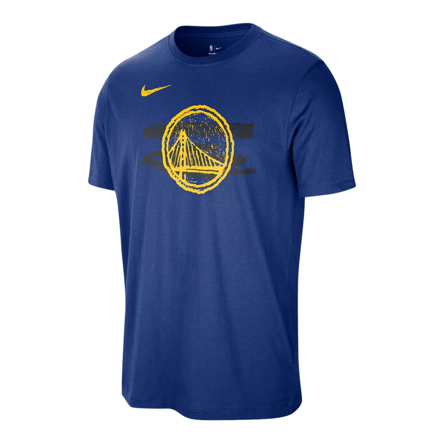 NIKE MENS NBA GOLDEN STATE WARRIORS COURTSIDE SHORT SLEEVE T-SHIRT RUSH 'BLUE'