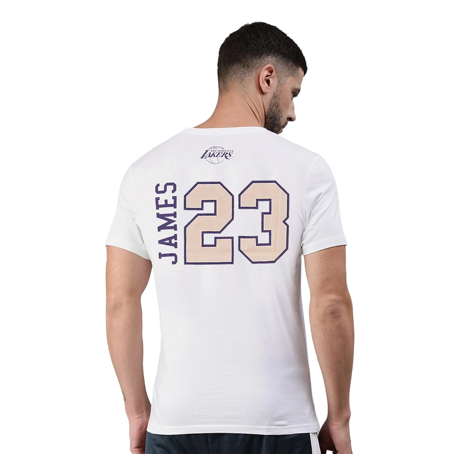 NBA LEBRON JAMES LOS ANGELES LAKERS NAME & NUMBER T-SHIRT 'WHITE'